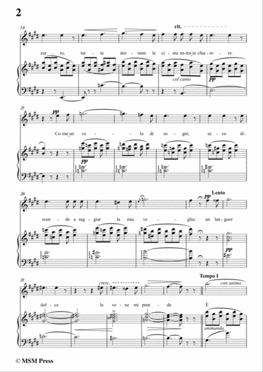 Tosti-Arcano! In E Major,for voice and piano Voice Solo scores gallery preview page 4