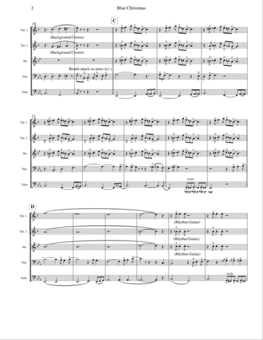 Blue Christmas Brass Quintet scores gallery preview page 2