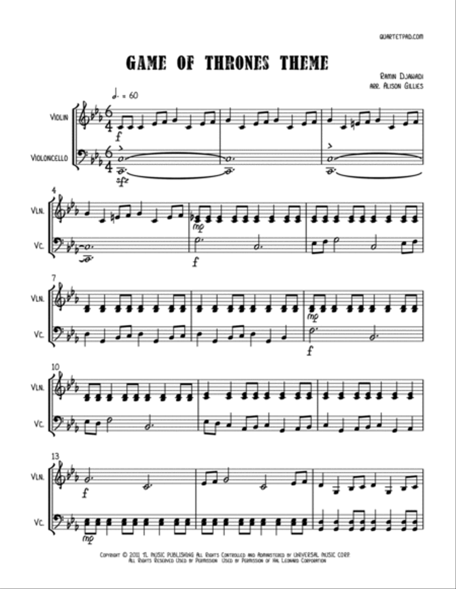 Game Of Thrones Game Of Thrones String Duet scores gallery preview page 2