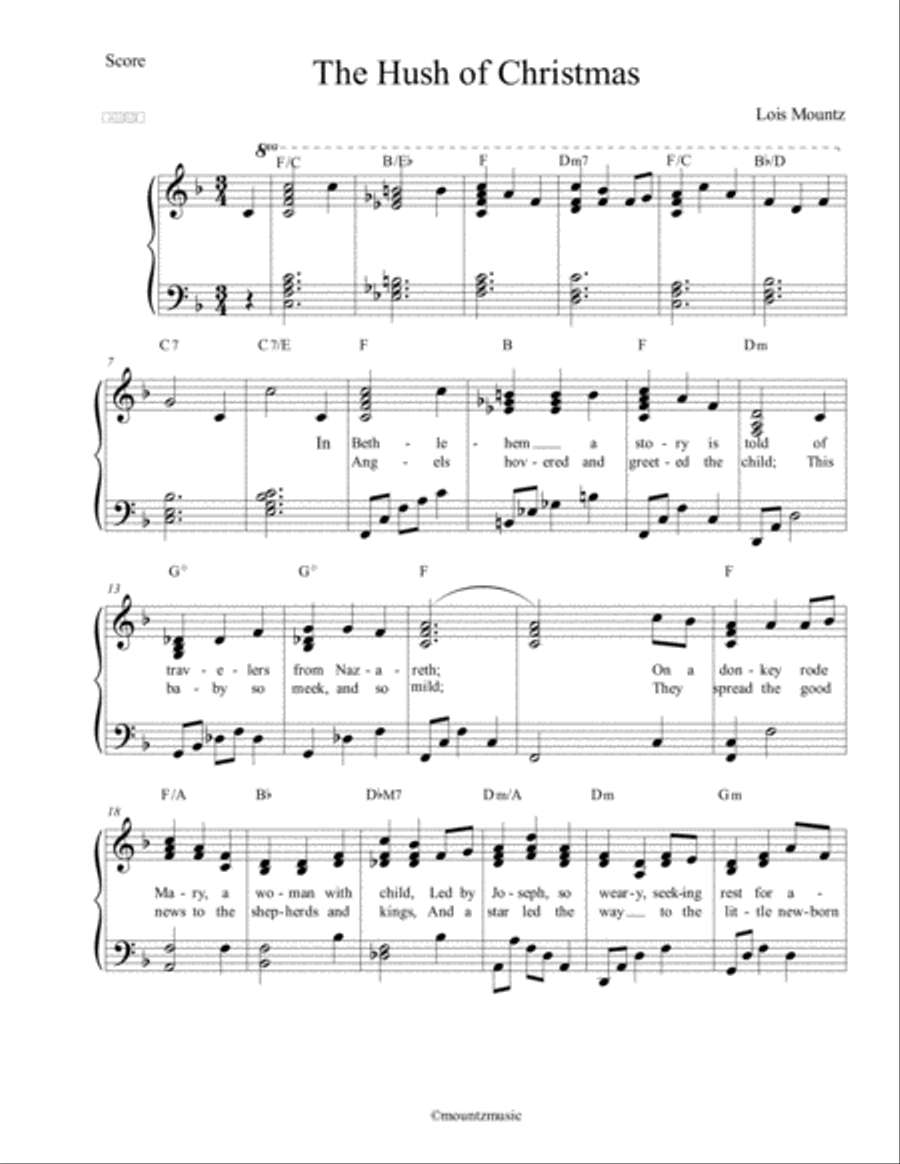 The Hush of Christmas Piano, Vocal, Guitar scores gallery preview page 1