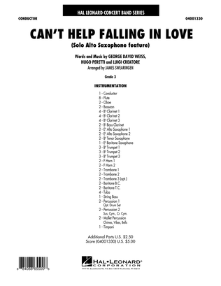 Book cover for Can't Help Falling In Love (Solo Alto Saxophone Feature) - Full Score
