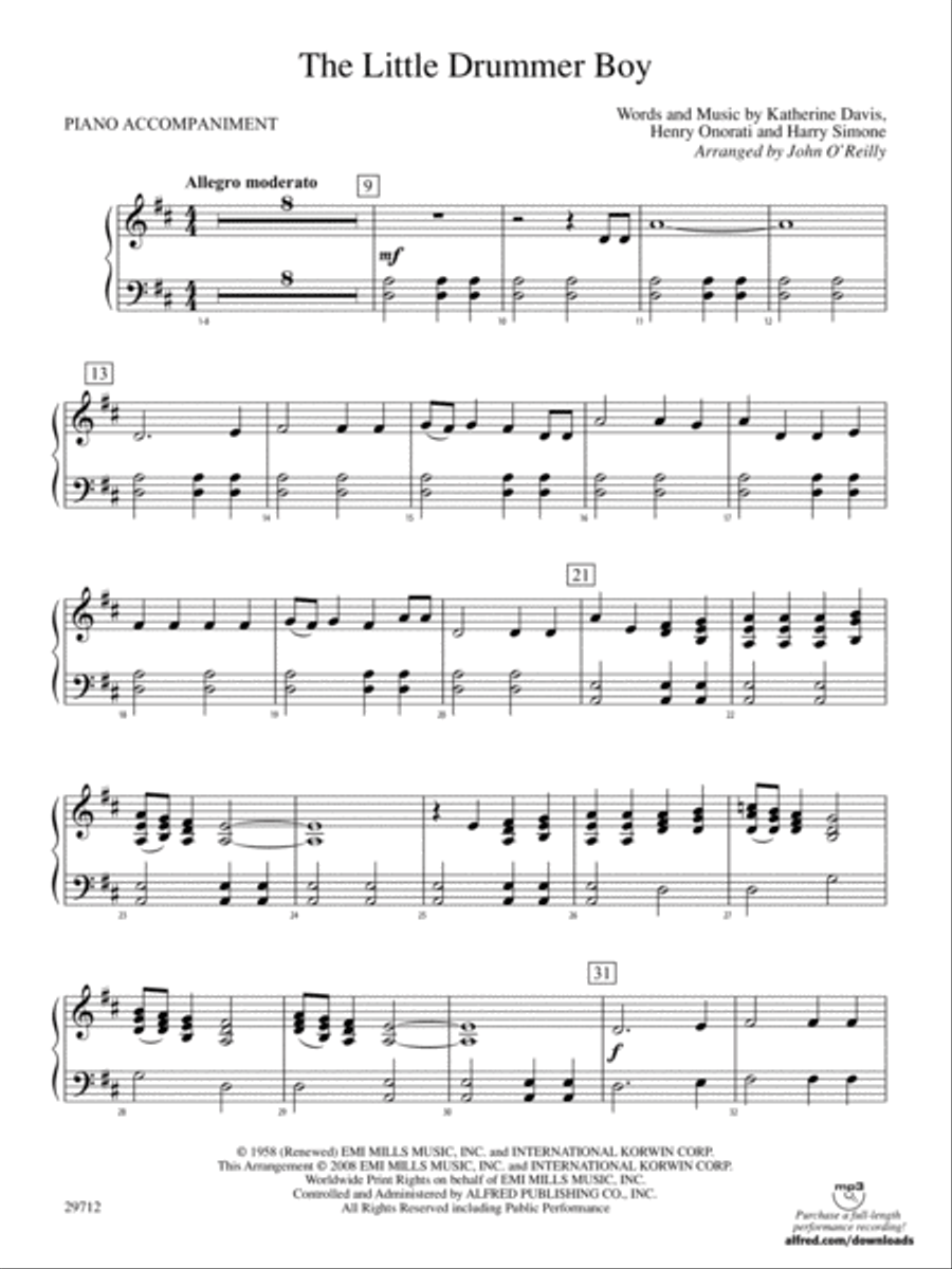 The Little Drummer Boy: Piano Accompaniment Orchestra scores gallery preview page 1