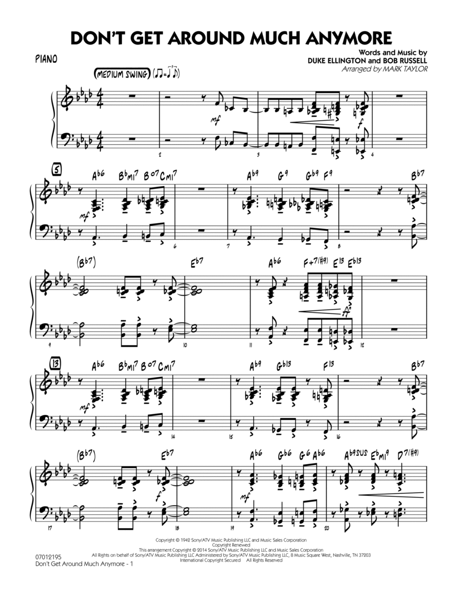 Don't Get Around Much Anymore - Piano Jazz Ensemble scores gallery preview page 1