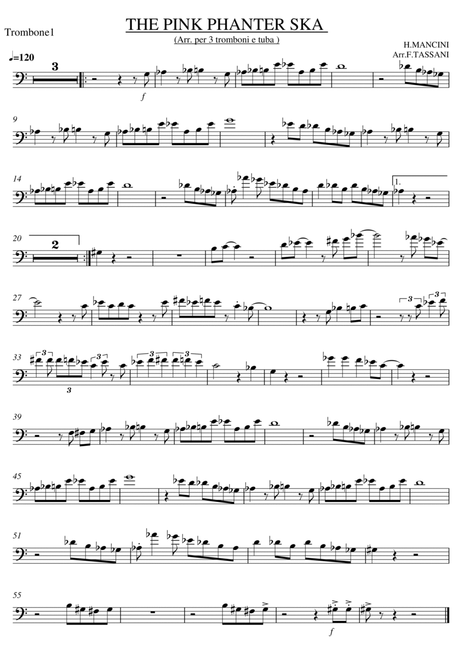 The Pink Panther Brass Ensemble scores gallery preview page 1