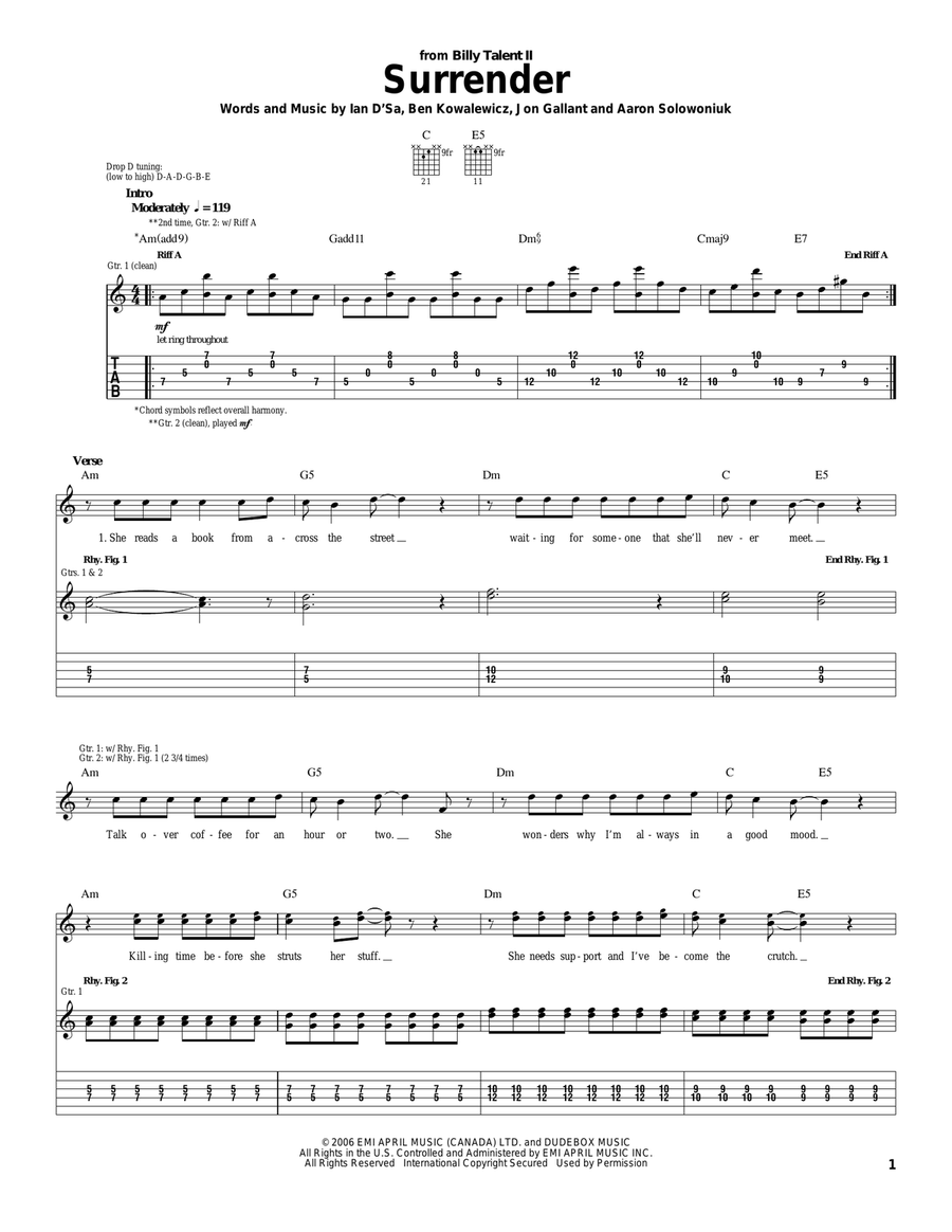 Surrender Surrender Acoustic Guitar scores gallery preview page 1