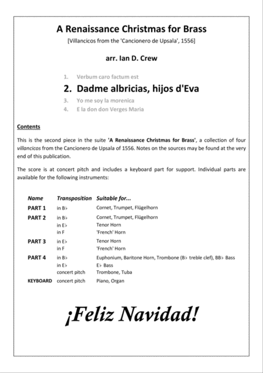 Dadme albricias, hijos d'Eva Brass Ensemble scores gallery preview page 2