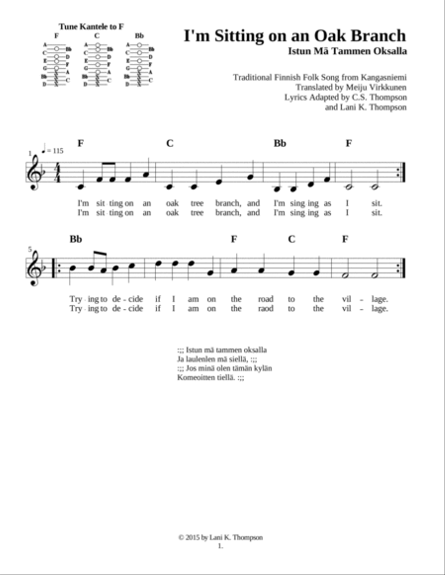 Nine Songs For Eleven String Kanteles Easy Piano scores gallery preview page 2