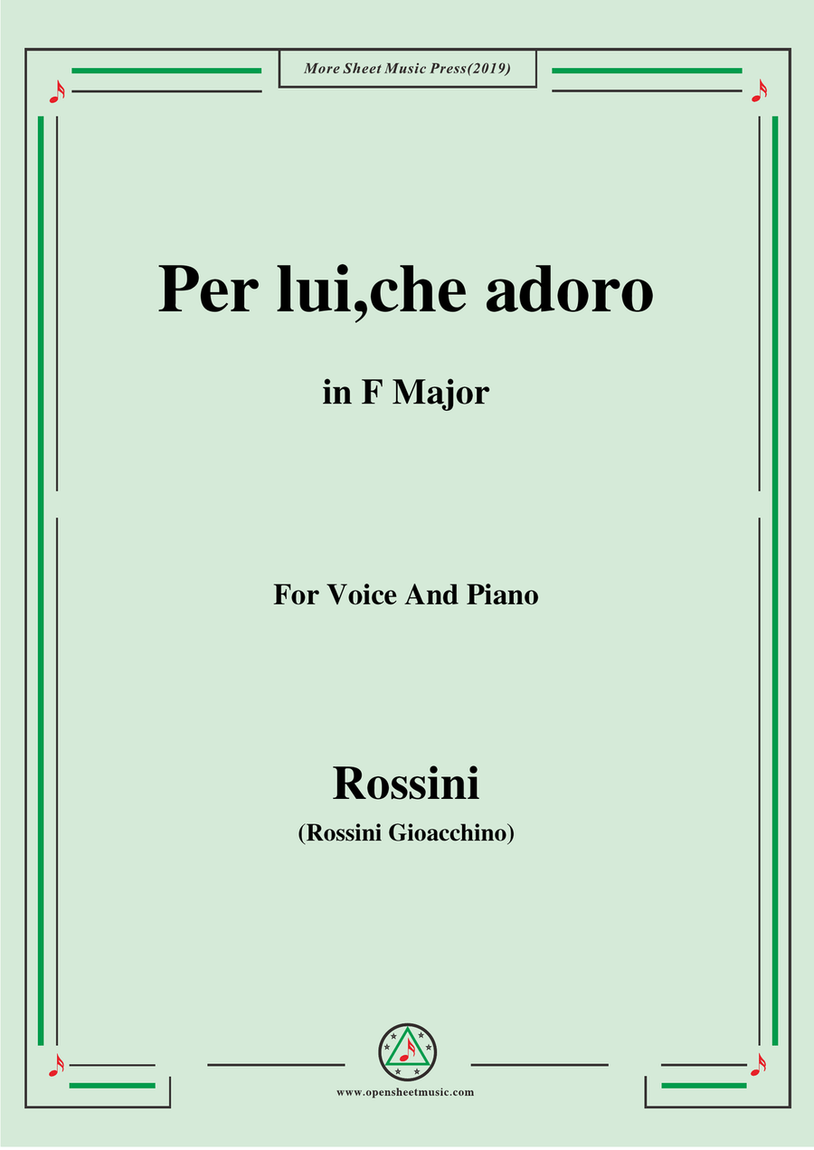Rossini-Per lui,che adoro,from 'L'italiana in Algeri',in F Major,for Voice and Piano Piano, Vocal scores gallery preview page 1