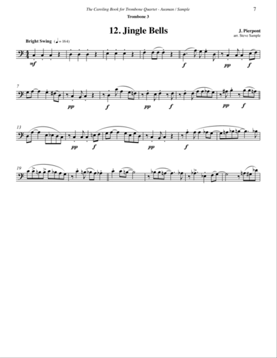 The Caroling Book for Trombone Quartet Trombone Quartet scores gallery preview page 8