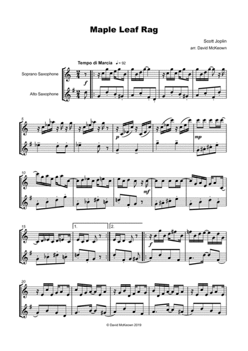 Maple Leaf Rag, by Scott Joplin, Soprano and Alto Saxophone Duet