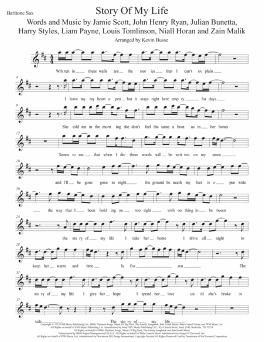 Story Of My Life Story Of My Life Baritone Saxophone scores gallery preview page 1