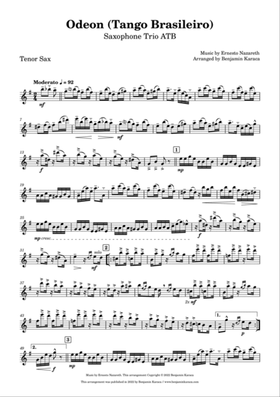 Odeon (Tango Brasileiro) Woodwind Trio scores gallery preview page 5
