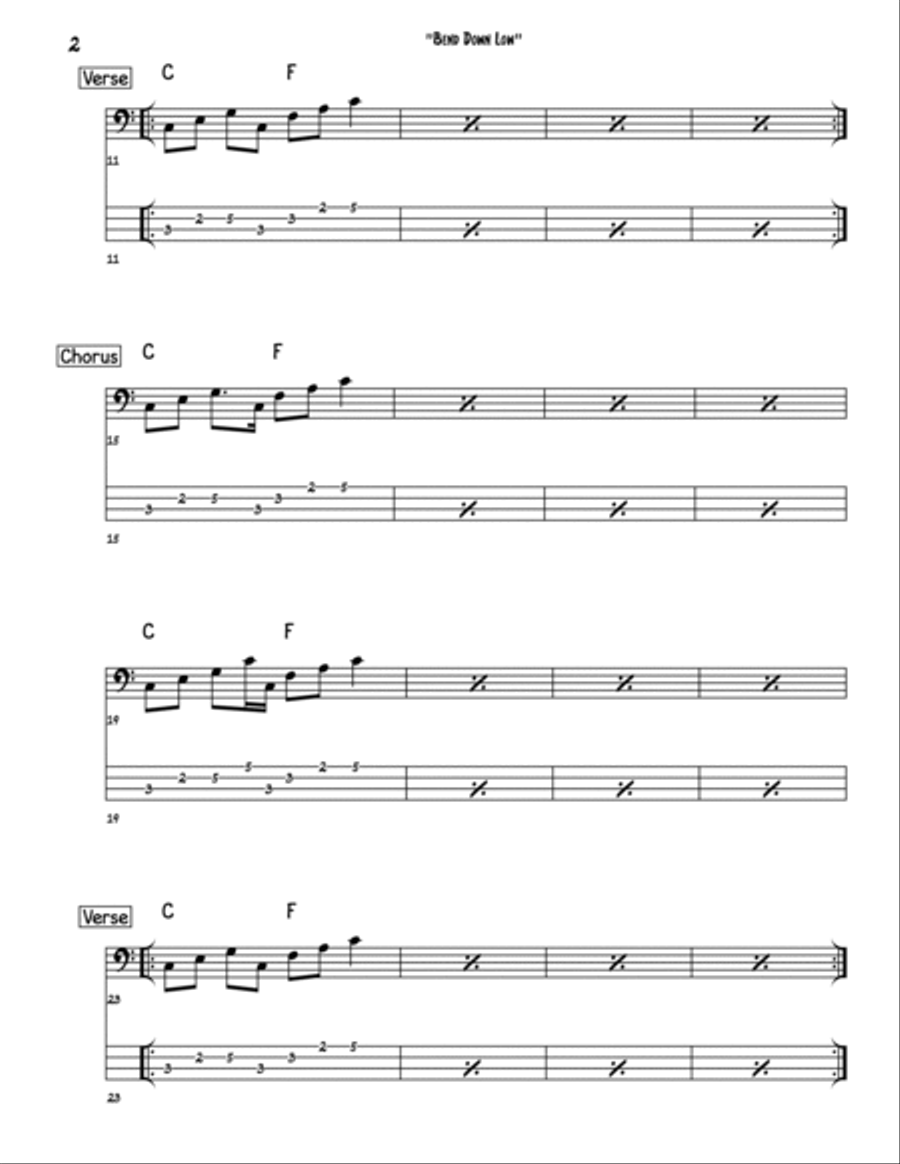Bend Down Low Bass Guitar scores gallery preview page 2