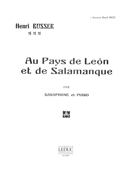 Au Pays De Leon Et De Salamanque Op.116 (saxophone-alto & Piano)