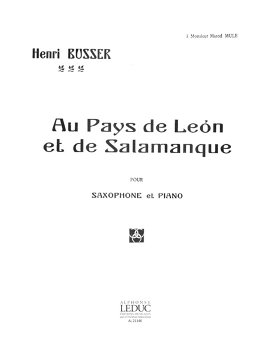 Au Pays De Leon Et De Salamanque Op.116 (saxophone-alto & Piano) Saxophone scores gallery preview page 1
