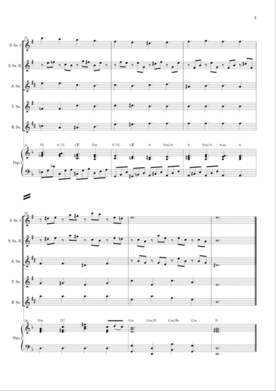 Lacrimosa (Saxophone Quintet) Piano and chords Saxophone Quintet scores gallery preview page 5