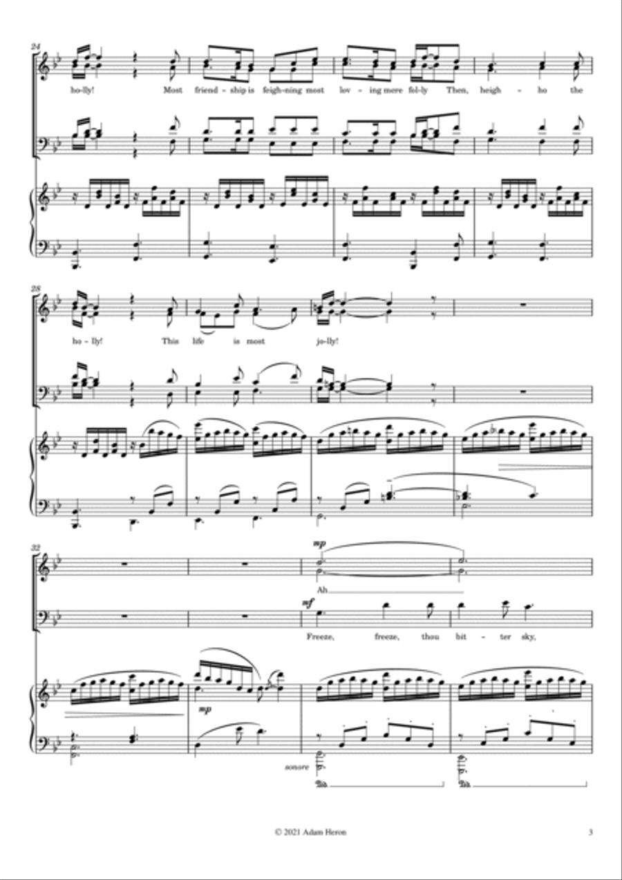Blow, Blow, Thou Winter Wind 4-Part scores gallery preview page 3