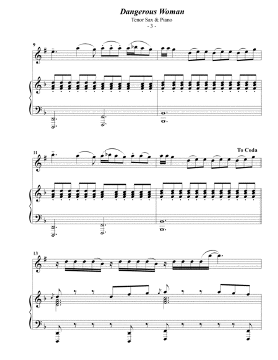 Dangerous Woman Tenor Saxophone scores gallery preview page 3
