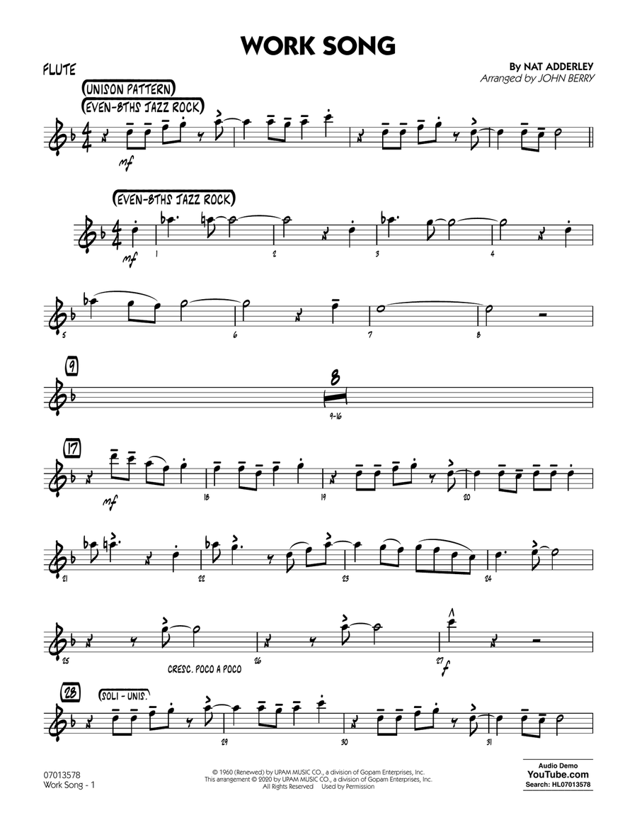 Book cover for Work Song (arr. John Berry) - Flute