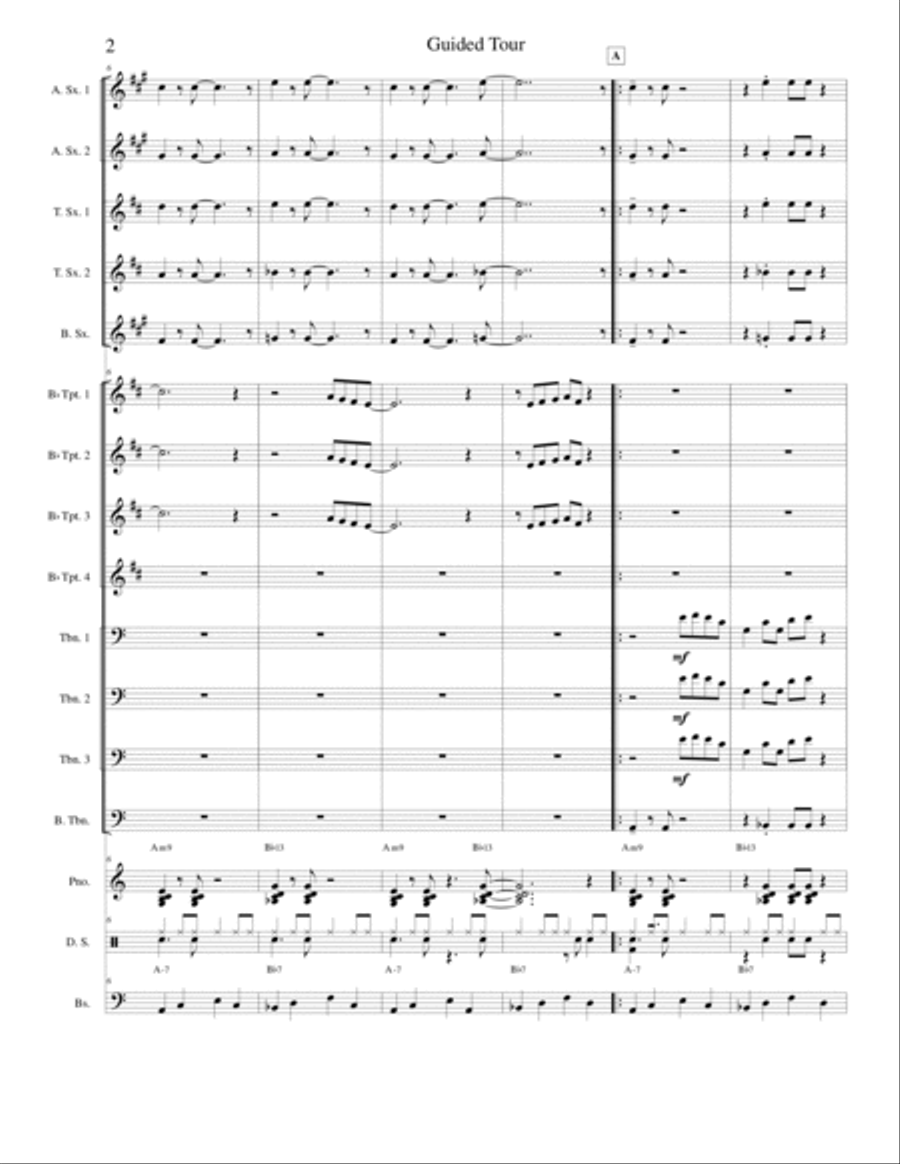 Guided Tour for Jazz Ensemble, from the CD Guided Tour by Michael BB Quartet Jazz Ensemble scores gallery preview page 2