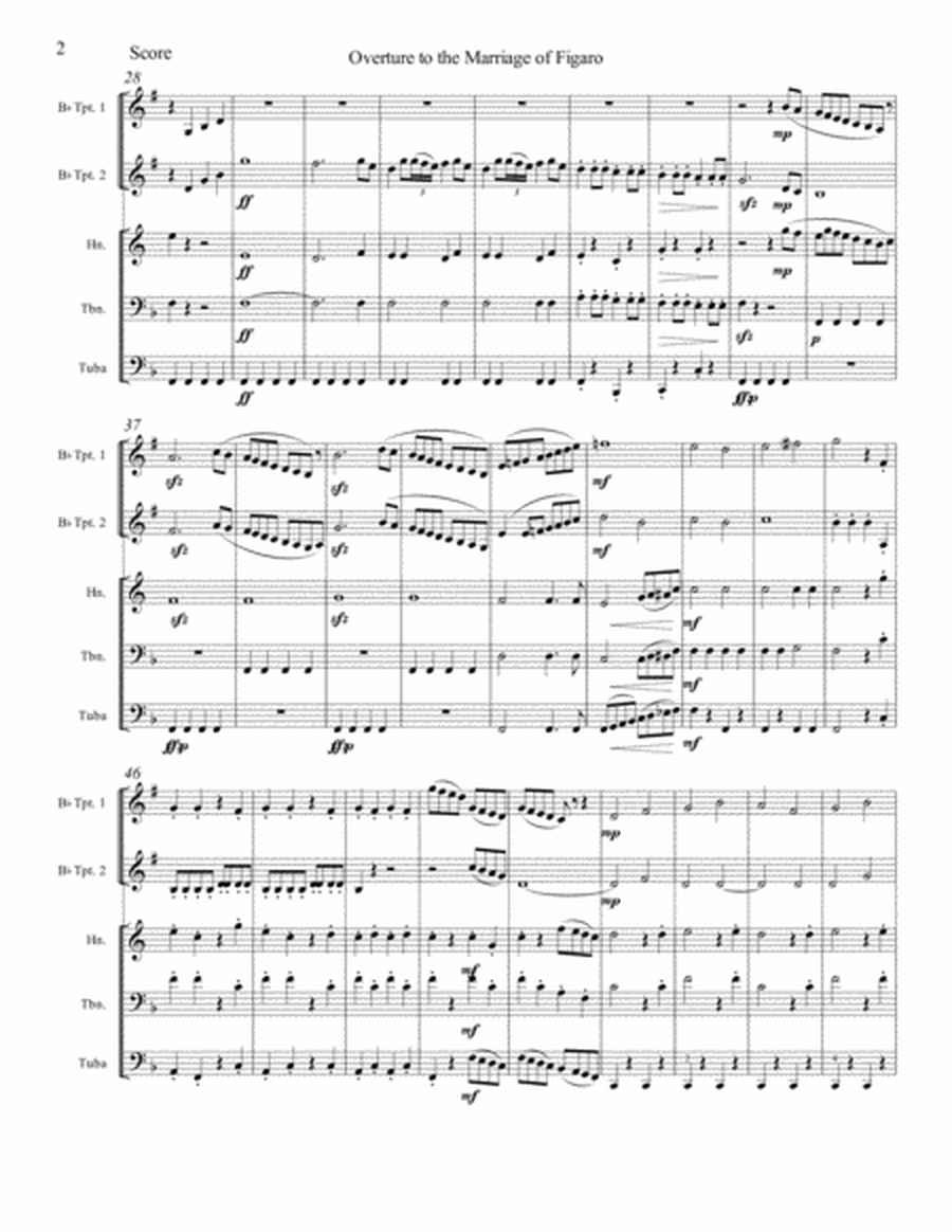 Overture to the Marriage of Figaro for Brass Quintet image number null