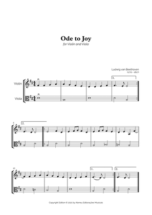 Ode to Joy for Easy Violin and Viola Duet