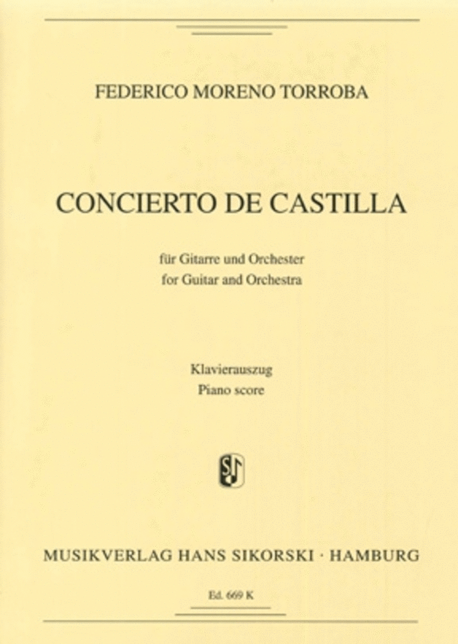Concierto De Castilla For Guitar And Orchestra (piano Reduction