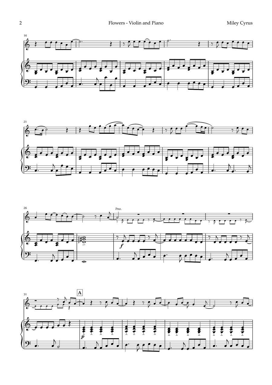 Flowers Violin Solo scores gallery preview page 2