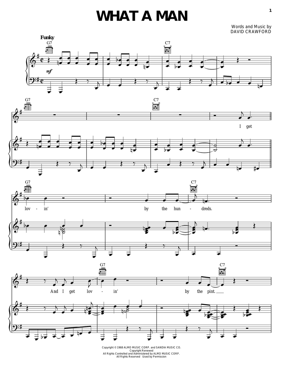 What A Man Piano, Vocal, Guitar scores gallery preview page 1