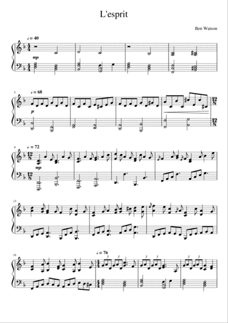 L'esprit L'esprit Piano Solo scores gallery preview page 1