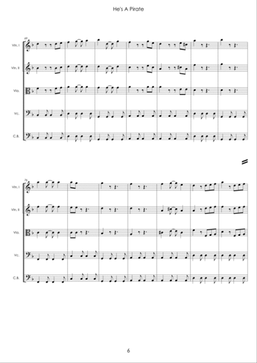 He's A Pirate String Quartet scores gallery preview page 6