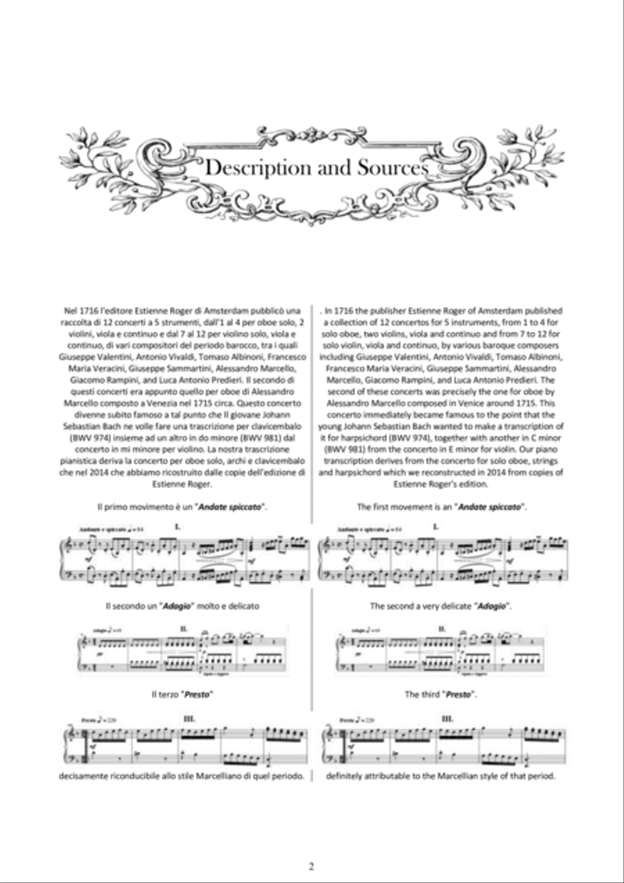 Marcello - Oboe Concerto in D minor for Piano solo Marcello - Oboe Concerto in D minor for Piano solo Piano Solo scores gallery preview page 2