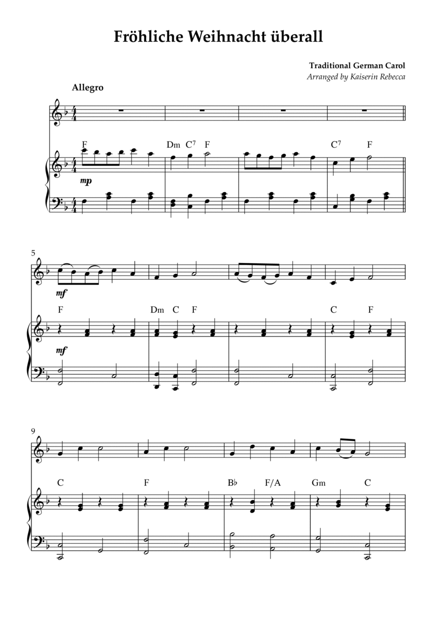 Fröhliche Weihnacht überall Piano scores gallery preview page 1
