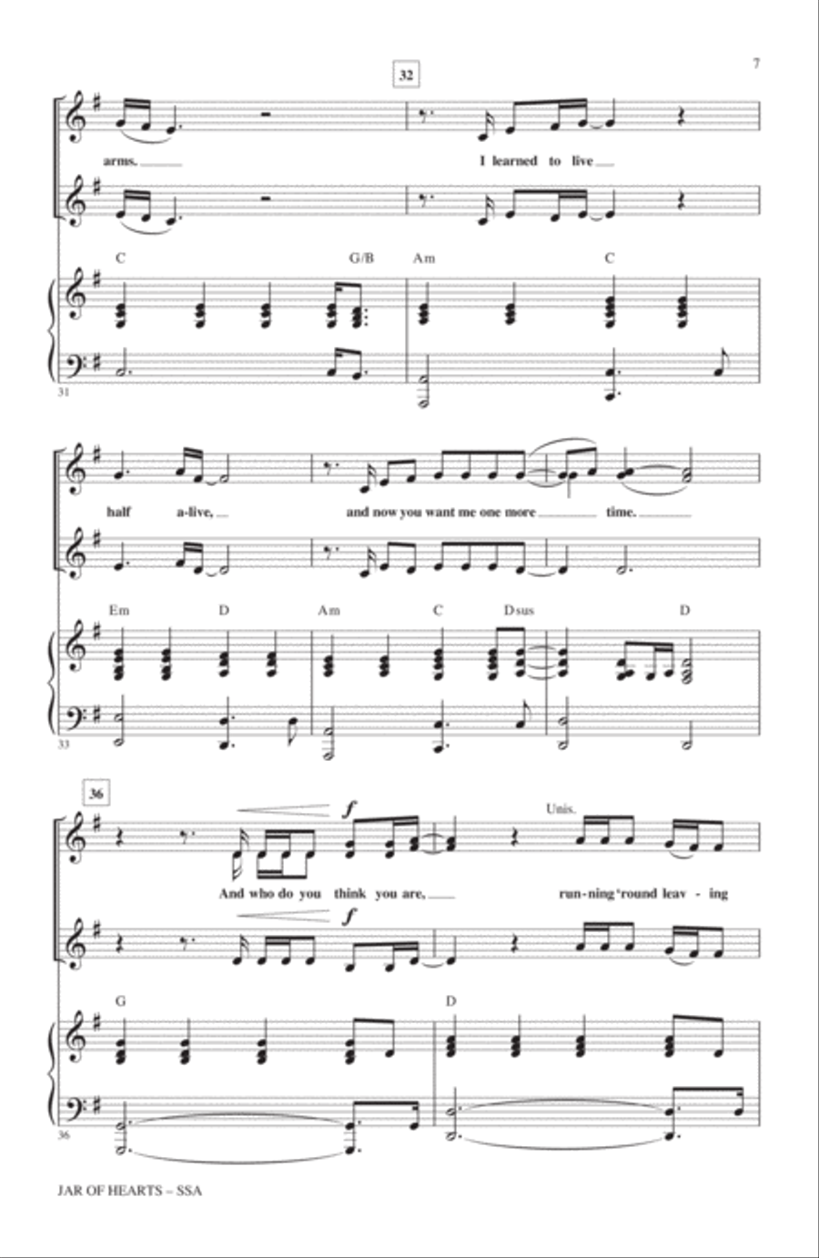 Jar Of Hearts (adapted by Mark Brymer) SSA scores gallery preview page 6