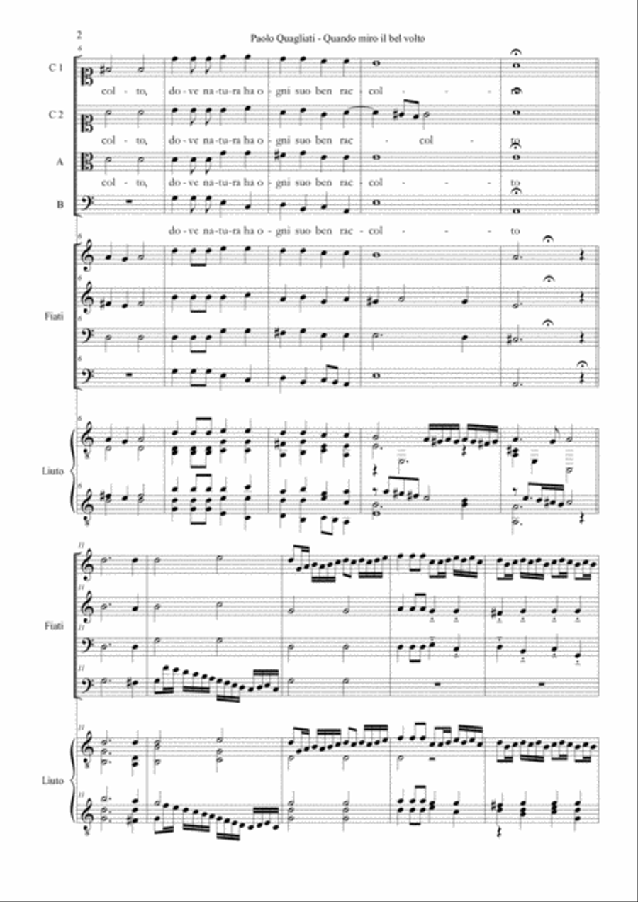 Paolo Quagliati (1555-1628) - Quando miro il bel volto 4-Part scores gallery preview page 2