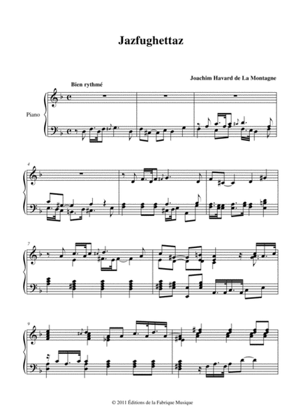 Joachim Havard de la Montagne: Jazfughettaz for piano
