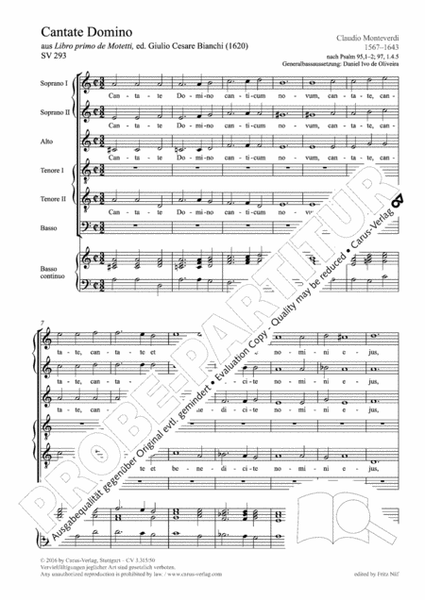 Cantate Domino (Singet dem Herrn) by Claudio Monteverdi Choir - Sheet Music