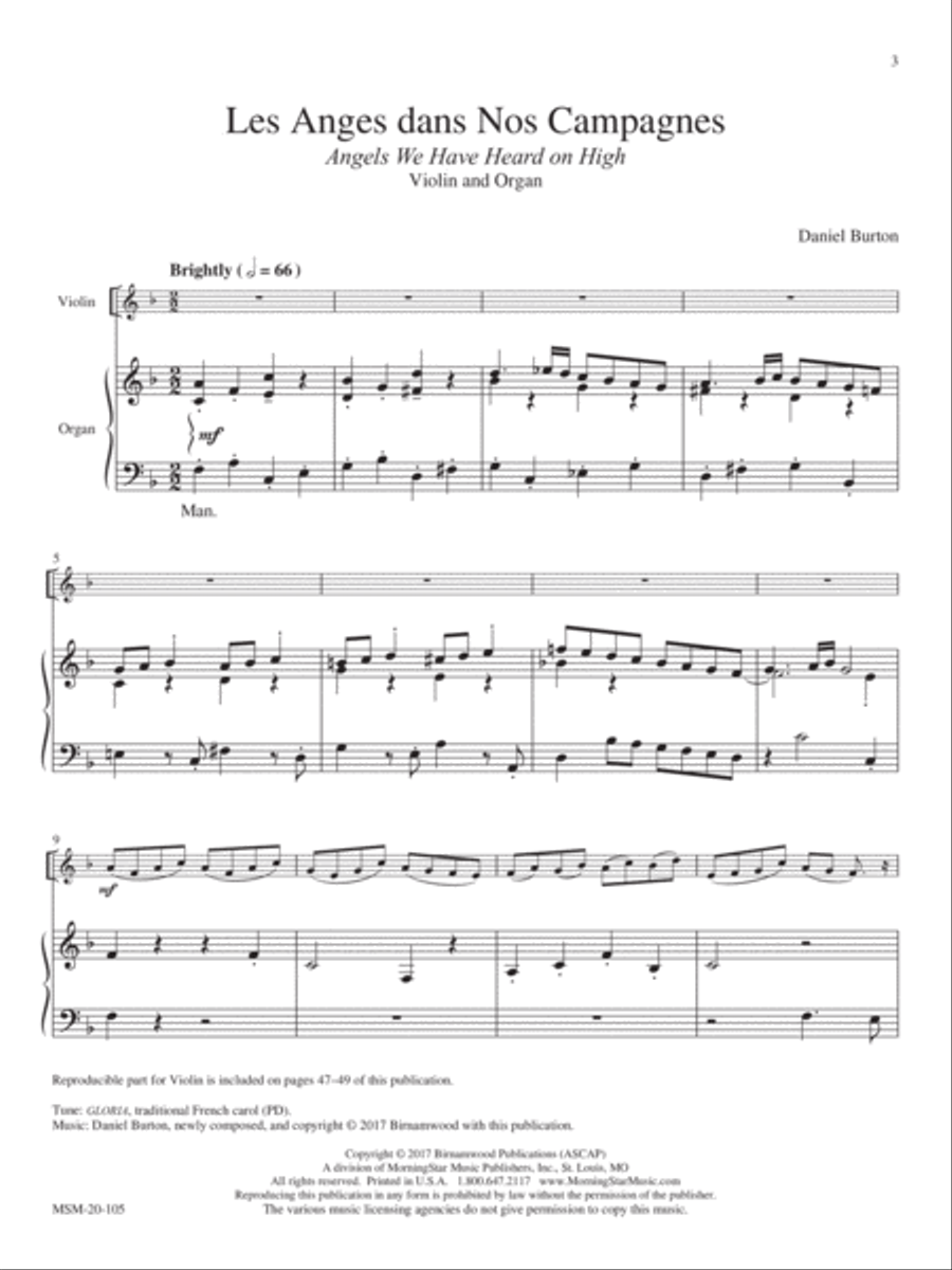 Les Anges dans Nos Campagnes (Angels We Have Heard on High) Violin scores gallery preview page 1
