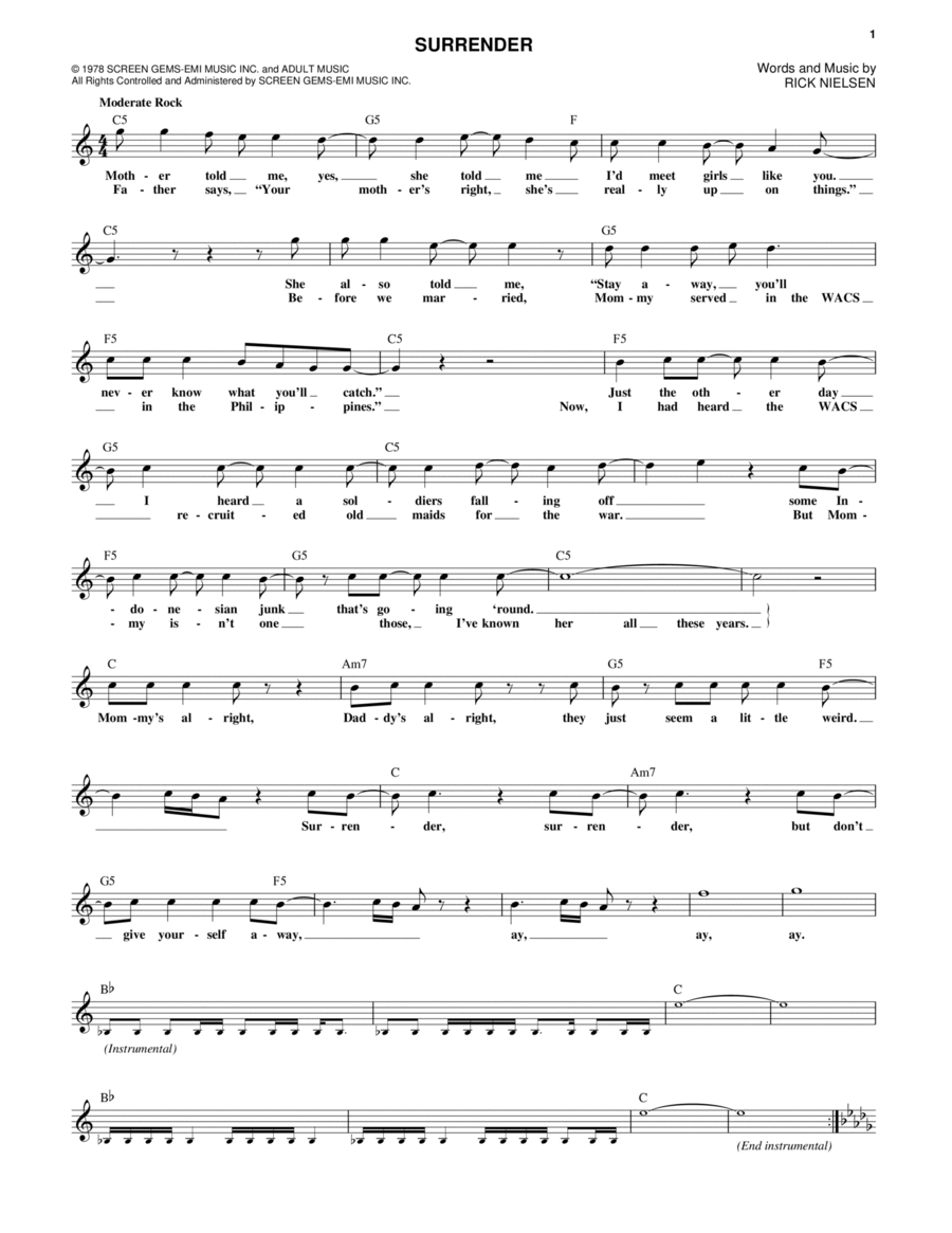 Surrender Piano scores gallery preview page 1