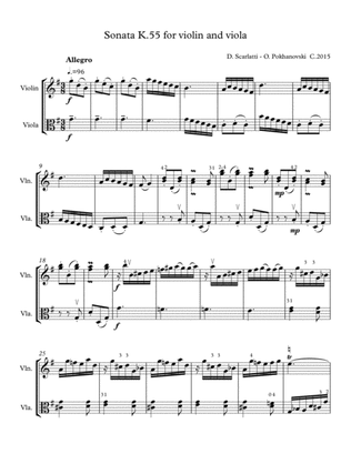 D. Scarlatti Sonata in G K.55 for violin and viola