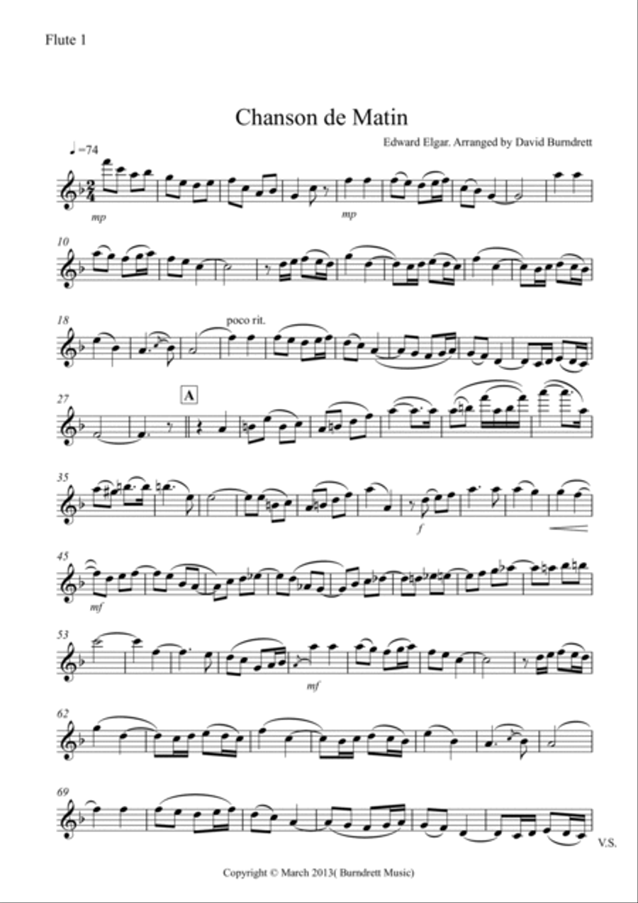 Chanson De Matin for Flute Duet Flute Duet scores gallery preview page 3