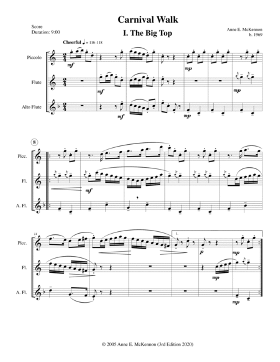 Carnival Walk (Picc-Fl-Alto) Woodwind Trio scores gallery preview page 3
