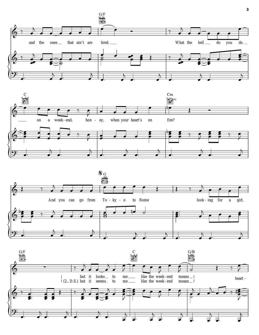 Heartache All Over The World Piano, Vocal, Guitar scores gallery preview page 3