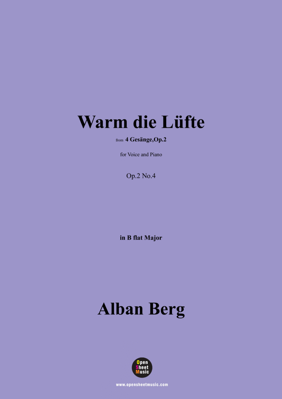 Alban Berg-Warm die Lüfte(1910),in B flat Major,Op.2 No.4 Voice scores gallery preview page 1
