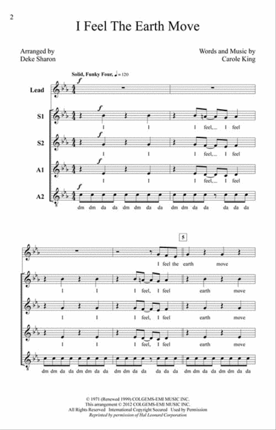 I Feel the Earth Move SSAA scores gallery preview page 2