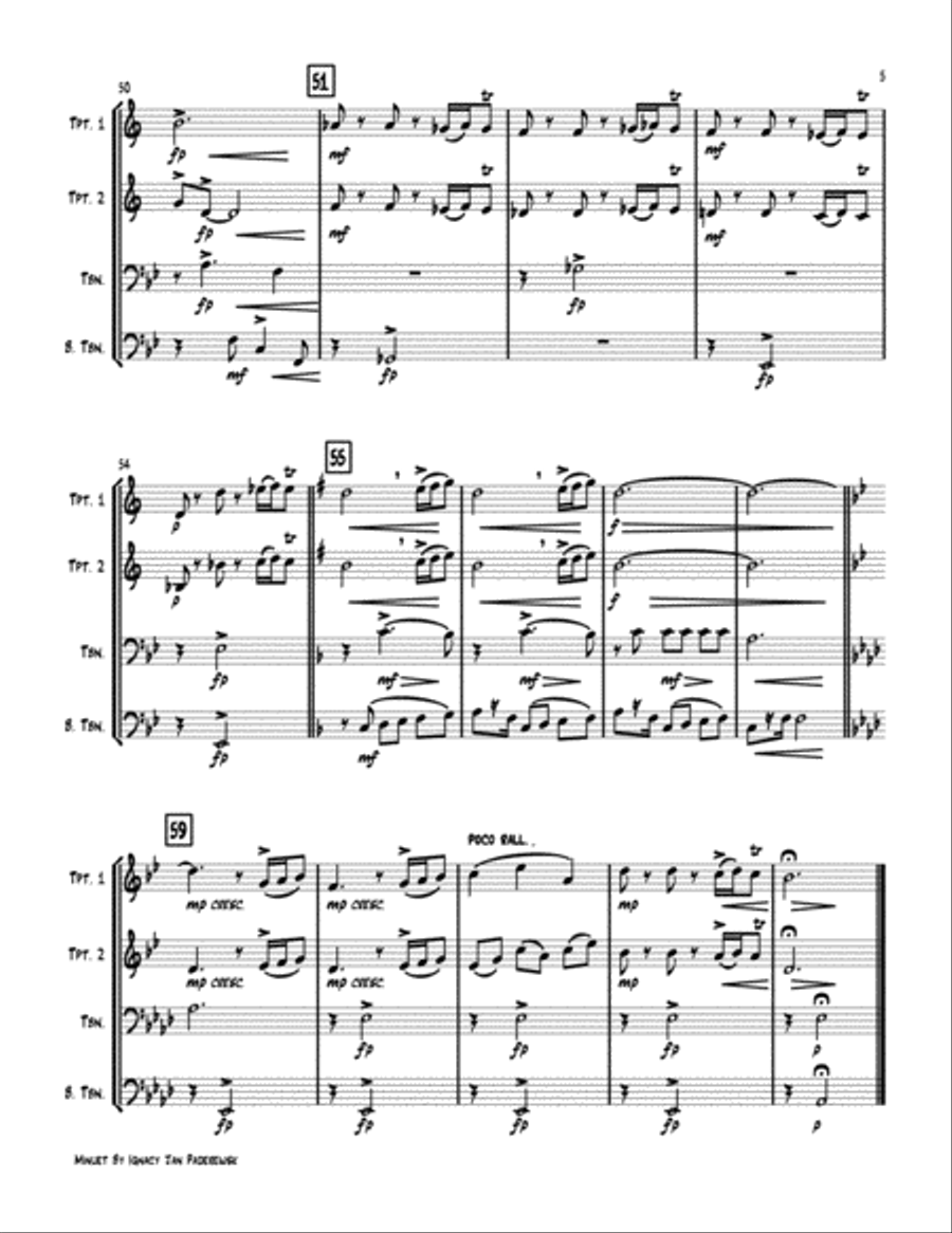 Minuet by By Ignacy Jan Paderewski (For Brass Quartet) Brass Quartet scores gallery preview page 5