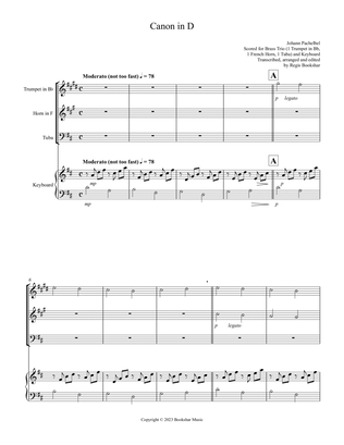 Canon in D (Pachelbel) (D) (Brass Trio - 1 Trp, 1 Hrn, 1 Tuba), Keyboard)
