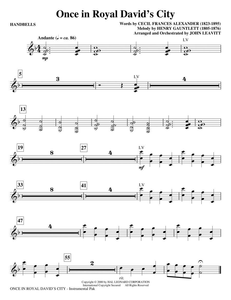 Once in Royal David's City - Handbells Choir scores gallery preview page 1