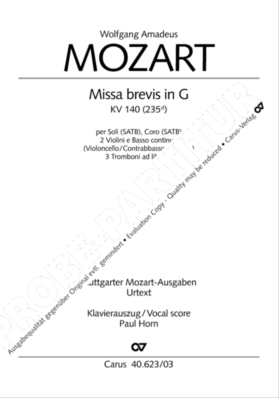 Missa brevis in G major Missa brevis in G major 4-Part scores gallery preview page 2