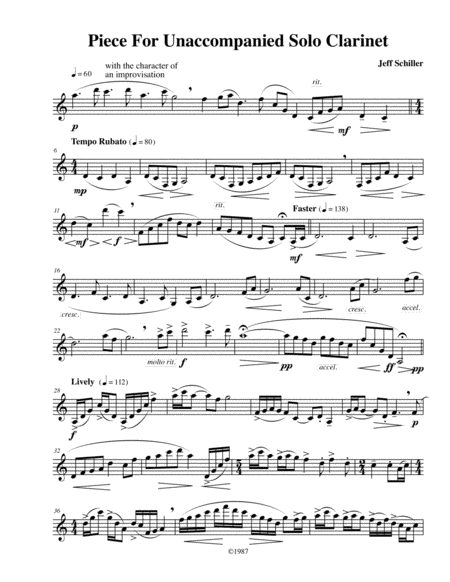 Piece for Unaccompanied Solo Clarinet image number null